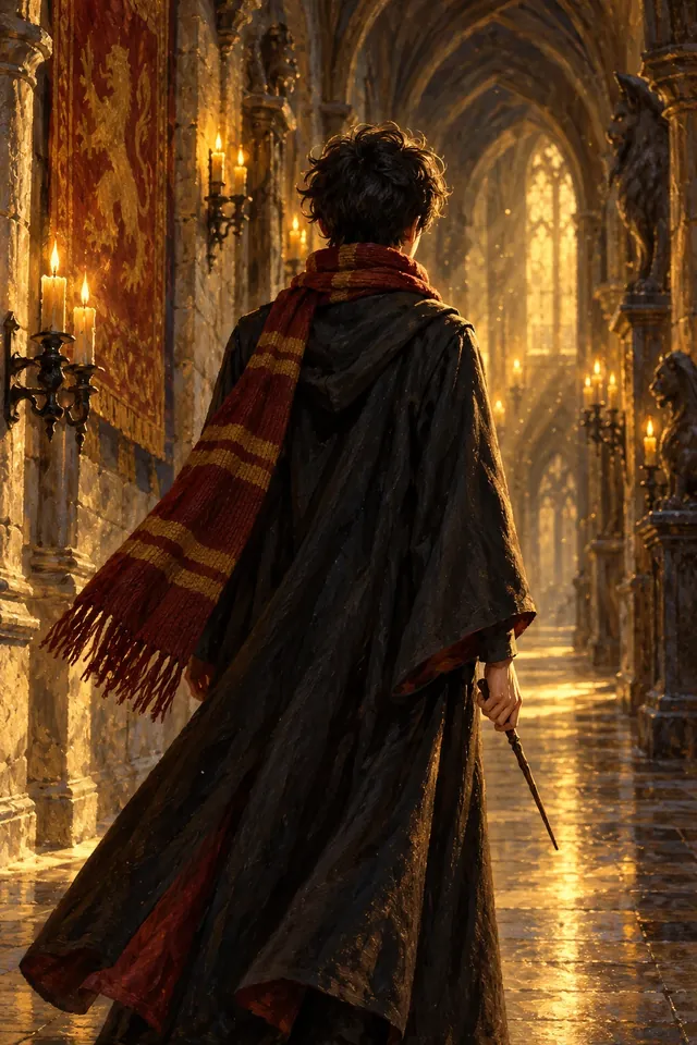 Retrato de Harry Potter, un joven de cabello negro desordenado, anteojos redondos y una cicatriz en forma de rayo en la frente